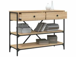 Consola|Mesa consola cajones estantes madera de ingeniería roble Sonoma ES566439