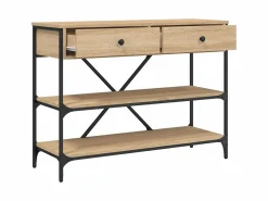 Consola|Mesa consola cajones estantes madera de ingeniería roble Sonoma ES566439