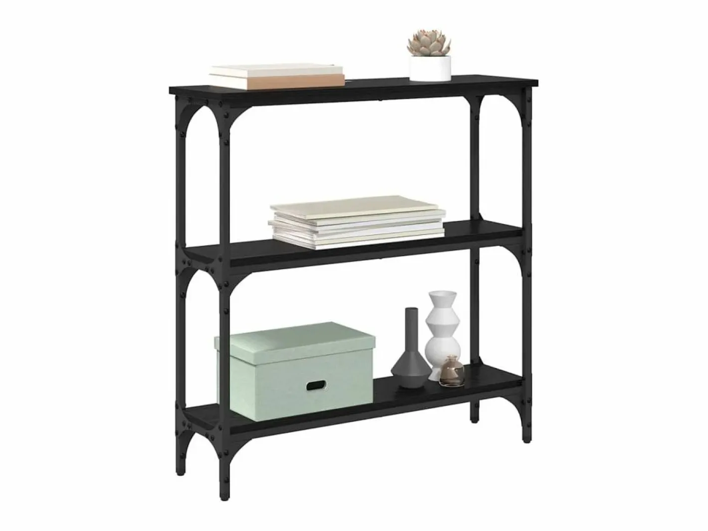 Clicnbuy Mesa Consola con estante Roble 75 x 22.5 x 75 cm Negro Outlet