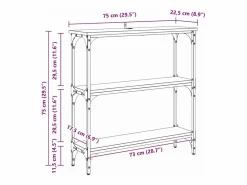 Clicnbuy Mesa Consola con estante Roble 75 x 22.5 x 75 cm Negro Outlet