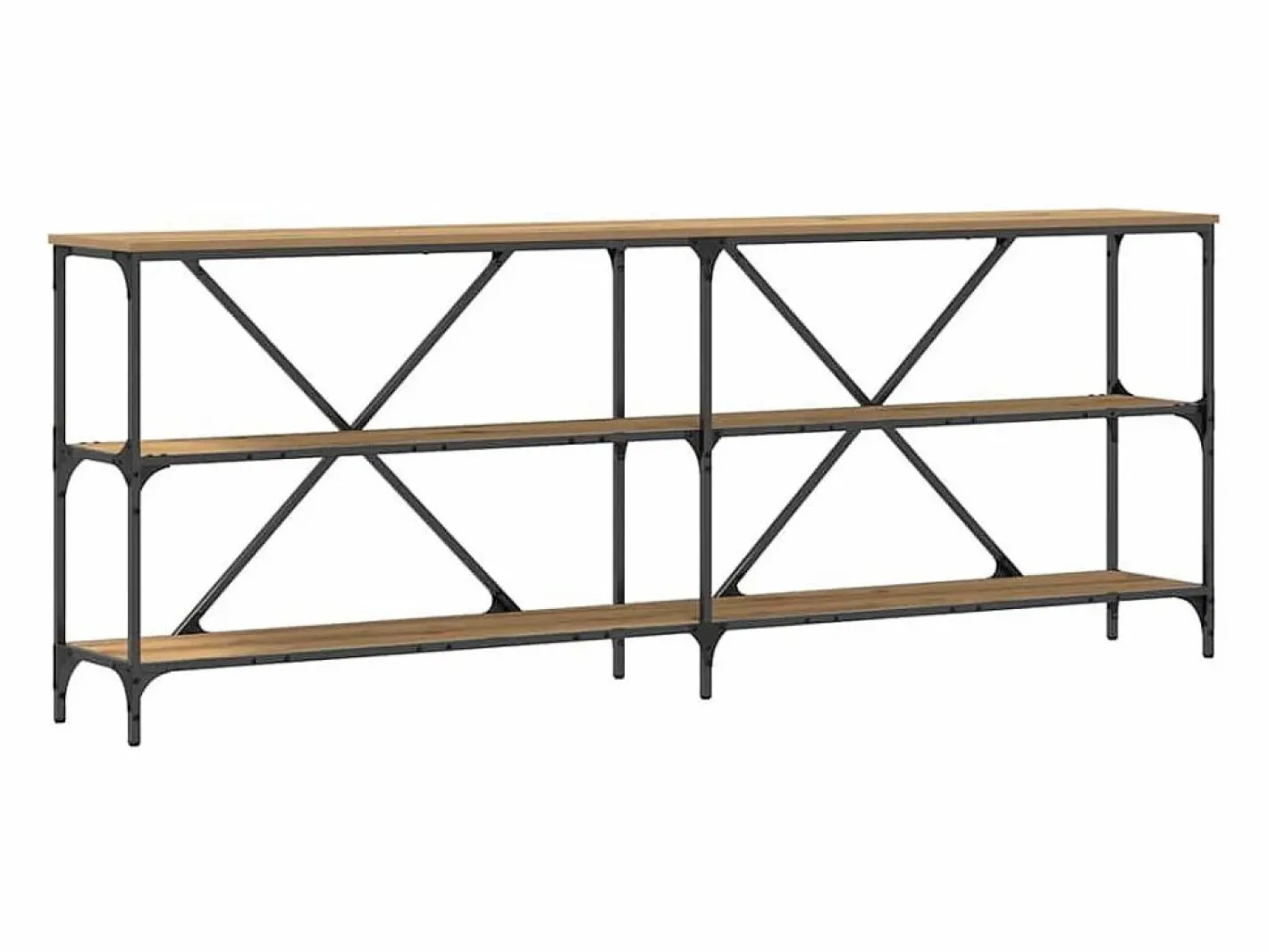 Clicnbuy Mesa Consola con estante Otro Roble artisan 180 x 30 x 75 cm Marru00f3n Outlet