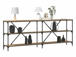 Clicnbuy Mesa Consola con estante Otro Roble artisan 180 x 30 x 75 cm Marru00f3n Outlet