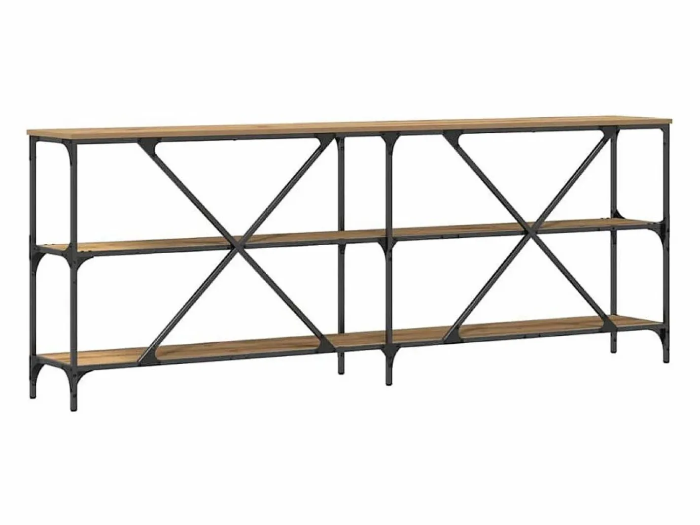 Clicnbuy Mesa Consola con estante Otro Roble artisan 180 x 30 x 75 cm Marru00f3n Outlet