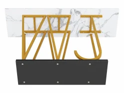 Hauss Spole Consola|Mesa consola con patas de metal dorado - Tapa efecto mármol 120 x 29,5 x 80 cm