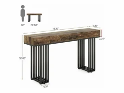 Tribesigns Mesa consola de entrada, consola de entrada, mesa de entrada con elegante marco de metal de estilo industrial, mesa consola de madera para sala de estar, entrada, pasillo (140 cm, marrón) Marru00f3n Hot
