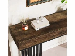 Tribesigns Mesa consola de entrada, consola de entrada, mesa de entrada con elegante marco de metal de estilo industrial, mesa consola de madera para sala de estar, entrada, pasillo (140 cm, marrón) Marru00f3n Hot