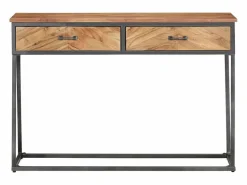 Clicnbuy Mesa consola de madera maciza de acacia 110x35x75 cm Marru00f3n Sale