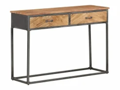 Clicnbuy Mesa consola de madera maciza de acacia 110x35x75 cm Marru00f3n Sale