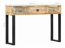 vidaxl Mesa consola de madera maciza de mango 110x30x76 cm Color natural claro Hot