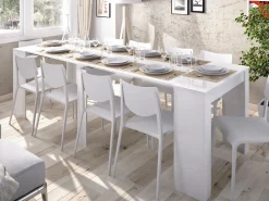Vente-unique Mesa consola extensible para 10 personas - 4 extensiones - Color: - ONEGA Blanco New