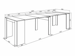 Skraut Home Mesa Extensible|Mesa Consola extensible, 302x90x77cm, Para 14 comensales, Comedor y cocina, Roble