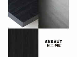 Skraut Home Mesa Consola extensible, 180x90x73cm, Para 8 comensales, Patas madera maciza, Negro Clearance