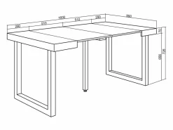 Mesa Consola extensible, 160x90x73cm, Para 8 comensales, Patas madera maciza, Roble y blanco^Skraut Home Clearance