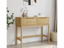 Clicnbuy Mesa consola FLORO madera maciza de pino marrón 89,5x36,5x73 cm Marru00f3n New