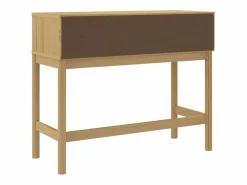 Clicnbuy Mesa consola FLORO madera maciza de pino marrón 89,5x36,5x73 cm Marru00f3n New