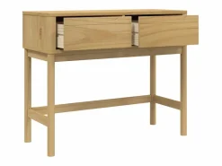 Clicnbuy Mesa consola FLORO madera maciza de pino marrón 89,5x36,5x73 cm Marru00f3n New