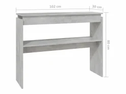 Clicnbuy Mesa consola madera contrachapada hormigón 102x30x80 cm Gris Best