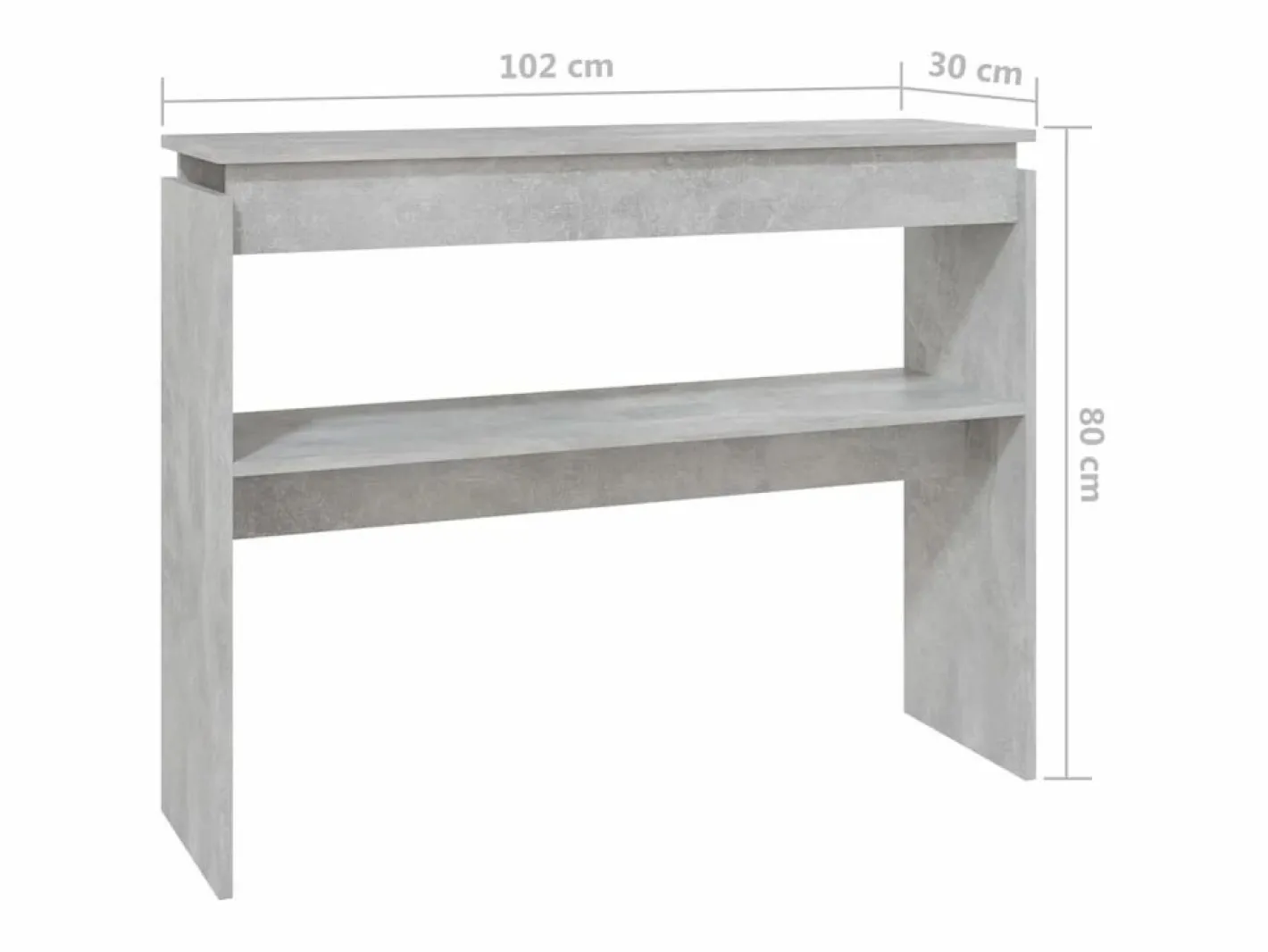 Clicnbuy Mesa consola madera contrachapada hormigón 102x30x80 cm Gris Best