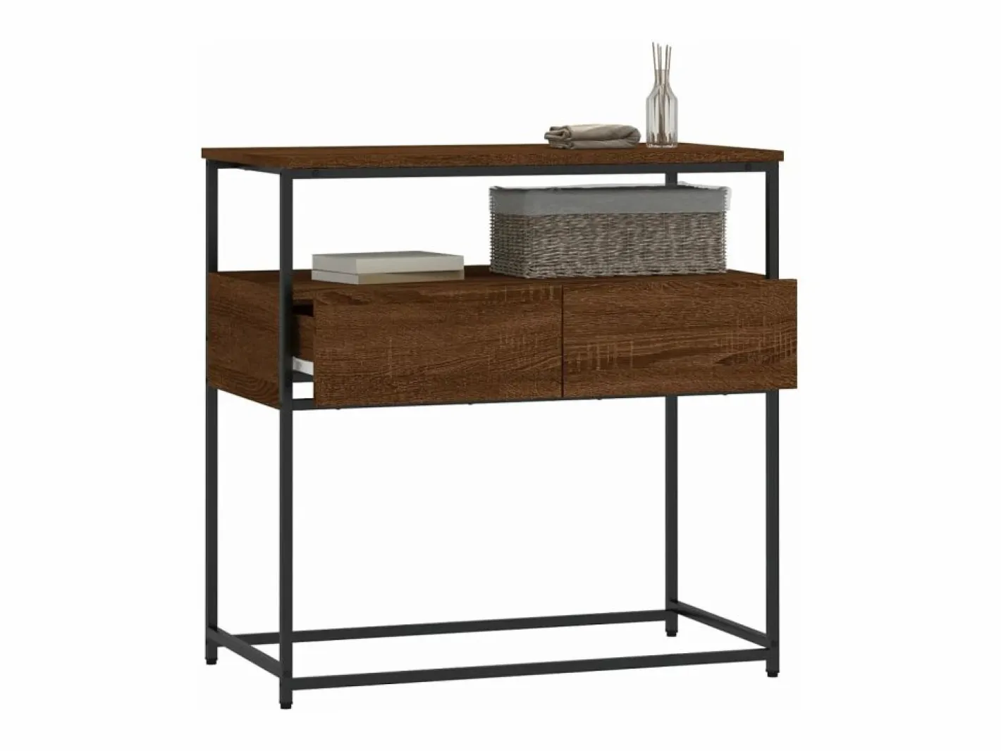 Mesa consola madera de ingeniería marrón roble 75x40x75 cm^vidaxl Outlet