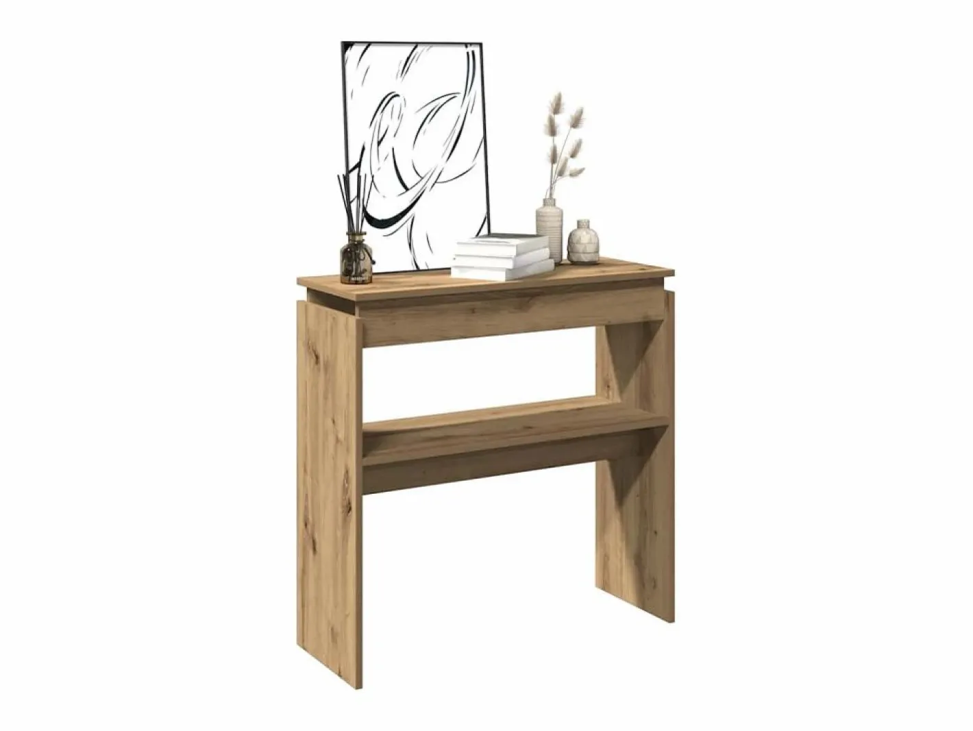 Clicnbuy Consola|Mesa consola madera de ingeniería roble artesanal 80x30x80 cm