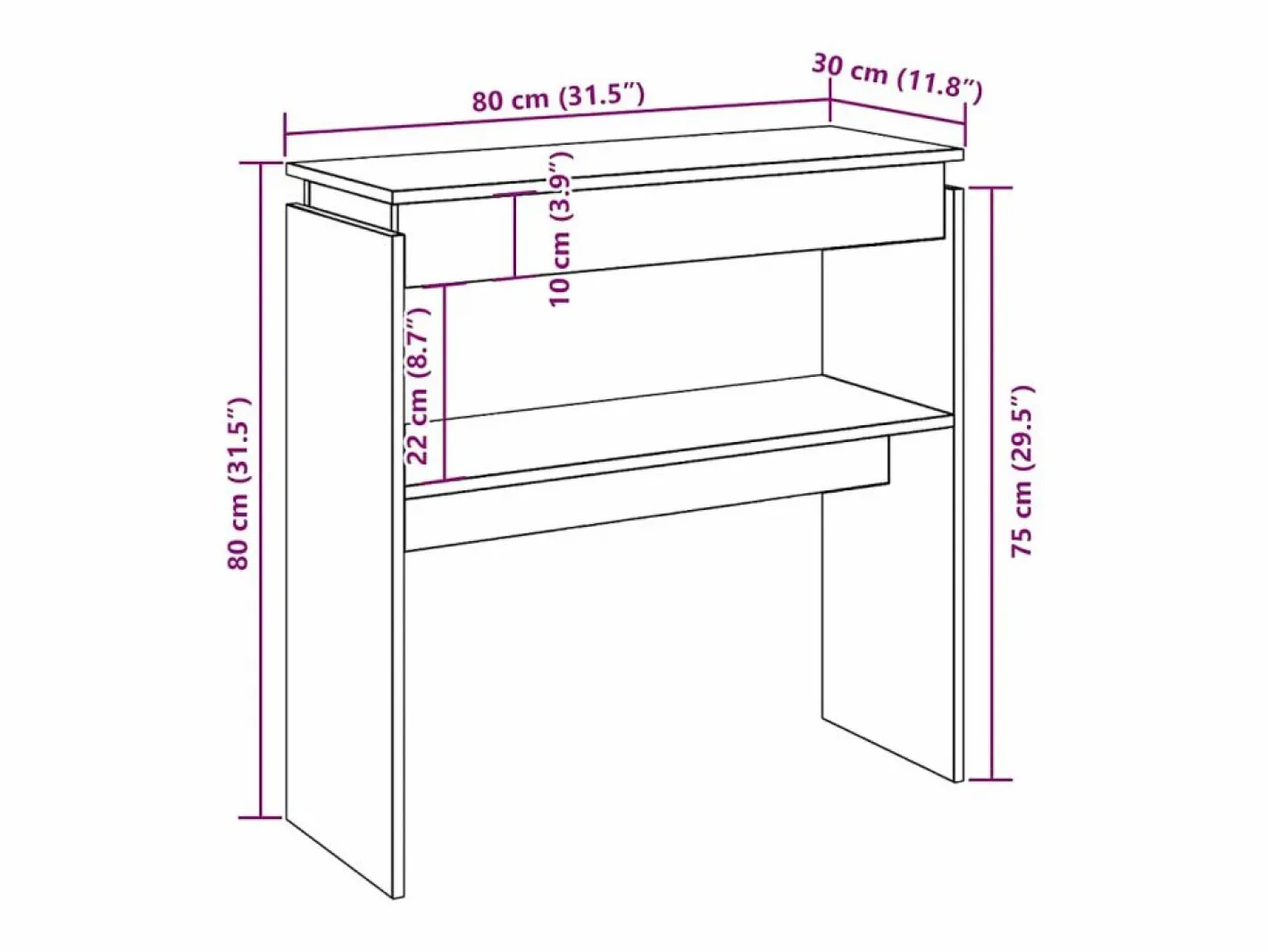 Clicnbuy Consola|Mesa consola madera de ingeniería roble artesanal 80x30x80 cm