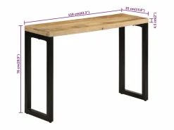 vidaxl Consola|Mesa consola madera maciza de mango rugosa 110x35x76 cm