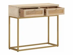 Consola|Mesa consola madera maciza de mango y hierro 90x30x76 cm ES964195
