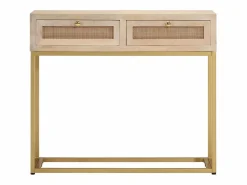 Consola|Mesa consola madera maciza de mango y hierro 90x30x76 cm ES964195