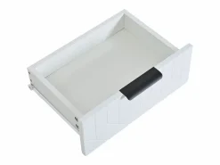 Mesa consola moderna, con 2 cajones, pies ajustables, blanco y negro^ModernLuxe Sale
