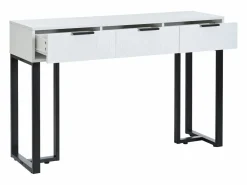 Mesa consola moderna, con 2 cajones, pies ajustables, blanco y negro^ModernLuxe Sale