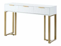 Merax Consola|Mesa consola moderna con 3 cajones - 120 x 36 x 80 cm - MDF - para salón, pasillo - + dorado