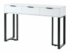 Merax Mesa consola moderna con 3 cajones - 120 x 36 x 80 cm - MDF - para salón, pasillo - + negro Blanco