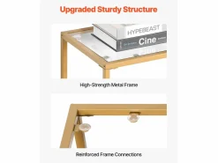 Consola|Mesa Consola SucceBuy de Vidrio de 3 Niveles, Mesita Auxiliar Rectangular Moderna con Bandejas de Vidrio Templado, Estructura de Hierro, Ideal para Entrada