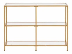 Consola|Mesa Consola SucceBuy de Vidrio de 3 Niveles, Mesita Auxiliar Rectangular Moderna con Bandejas de Vidrio Templado, Estructura de Hierro, Ideal para Entrada