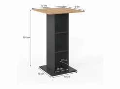 Vicco Mueble Bar|Mesa de bar antracita 70x70x109 rodeo