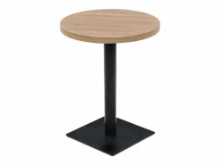 Clicnbuy Mesa de bar bistró MDF y acero redonda 60x75 cm color roble Beige Clearance