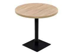 Mesa de bar bistró MDF y acero redonda 80x75 cm color roble^Clicnbuy Discount