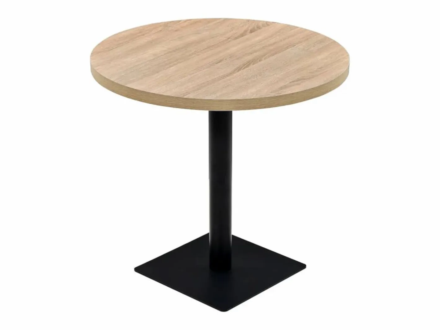 Mesa de bar bistró MDF y acero redonda 80x75 cm color roble^Clicnbuy Discount
