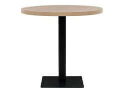 Mesa de bar bistró MDF y acero redonda 80x75 cm color roble^Clicnbuy Discount