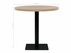 Mesa de bar bistró MDF y acero redonda 80x75 cm color roble^Clicnbuy Discount