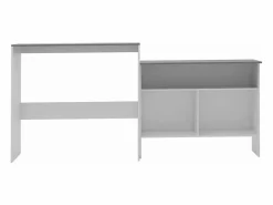 Mesa de bar con 2 encimera blanca y gris 130x40x120 cm^Clicnbuy Discount
