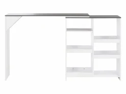 Clicnbuy Mueble Bar|Mesa de bar con estantería móvil blanca 138x39x110 cm