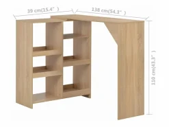 Clicnbuy Mesa Alta|Mesa de bar con estantería móvil negro 138x39x110 cm