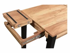 Miliboo Mesa Alta|Mesa de bar extensible en acacia y metal L80-135 cm TRAP