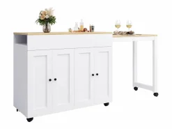 Merax Mueble Bar|Mesa de bar extensible moderna - 118-180 x 50 x 94,6 cm - con 4 puertas - para comedor - MDF -