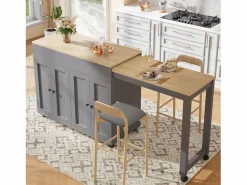 Merax Mesa de bar extensible moderna - 118-180 x 50 x 94,6 cm - con 4 puertas + 6 estantes - MDF - Gris Sale