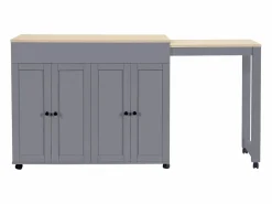 Merax Mesa de bar extensible moderna - 118-180 x 50 x 94,6 cm - con 4 puertas + 6 estantes - MDF - Gris Sale
