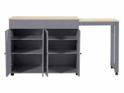 Merax Mesa de bar extensible moderna - 118-180 x 50 x 94,6 cm - con 4 puertas + 6 estantes - MDF - Gris Sale