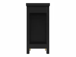 Mueble Bar|Mesa de bar giratoria con puerta de ratán y estante abierto - Mesa de comedor de madera - Negra - 107x40x71,4 cm