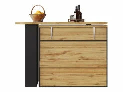 Mesa de bar giratoria de madera con 2 puertas y 1 cajón, con tablero extensible - (138-204) x 39 x 104 cm - color Negro Hot